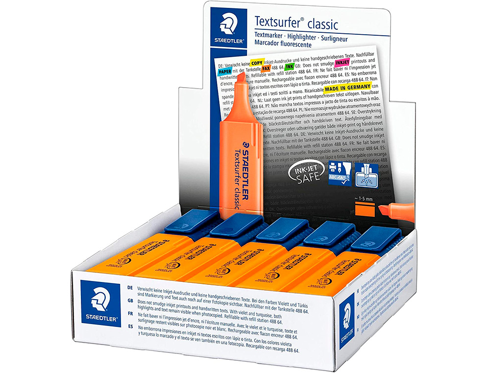 MARCADOR STAEDTLER TEXTSURFER CLASSIC 364 FLUORESCENTE LARANJA