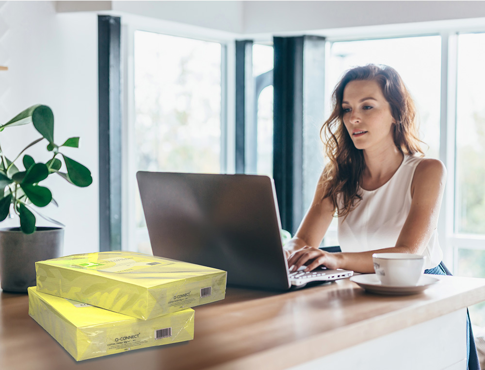 PAPEL DE COR Q-CONNECT DIN A4 80 GR AMARELO NEON EMBALAGEM DE 500 FOLHAS