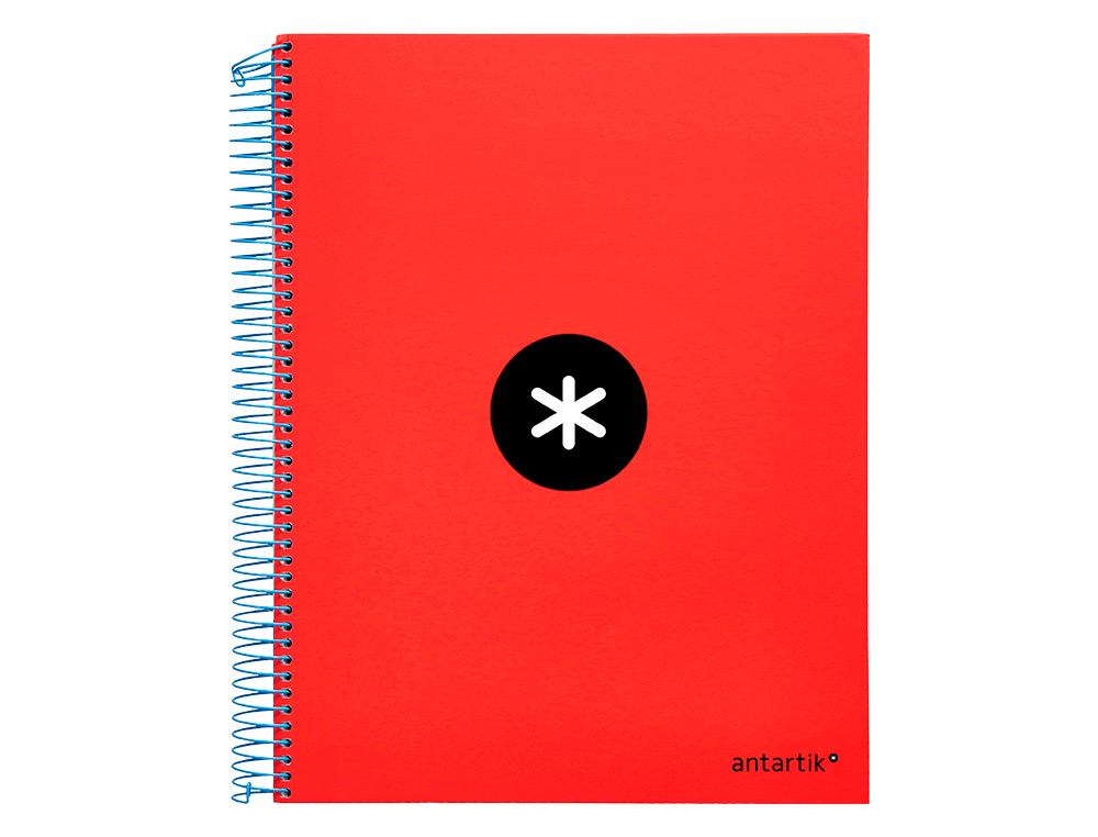CADERNO ESPIRAL DIN A4 ANTARTIK CAPA FORRADA 120 F 100 GR QUADRICULA 5 MM 5 BANDAS DE CORES COR VERMELHO