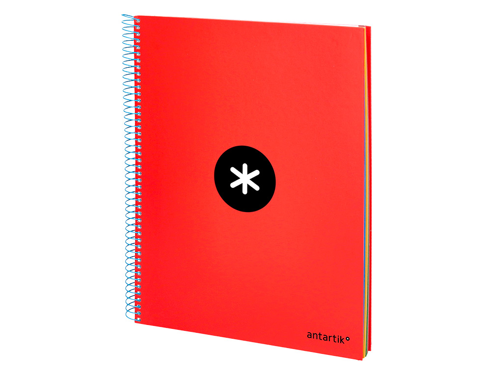 CADERNO ESPIRAL DIN A4 ANTARTIK CAPA FORRADA 120 F 100 GR QUADRICULA 5 MM 5 BANDAS DE CORES COR VERMELHO