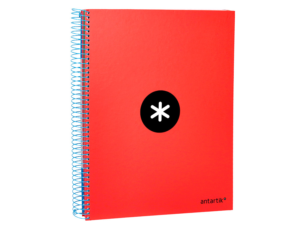 CADERNO ESPIRAL DIN A4 ANTARTIK CAPA FORRADA 120 F 100 GR QUADRICULA 5 MM 5 BANDAS DE CORES COR VERMELHO