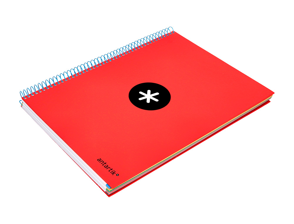 CADERNO ESPIRAL DIN A4 ANTARTIK CAPA FORRADA 120 F 100 GR QUADRICULA 5 MM 5 BANDAS DE CORES COR VERMELHO