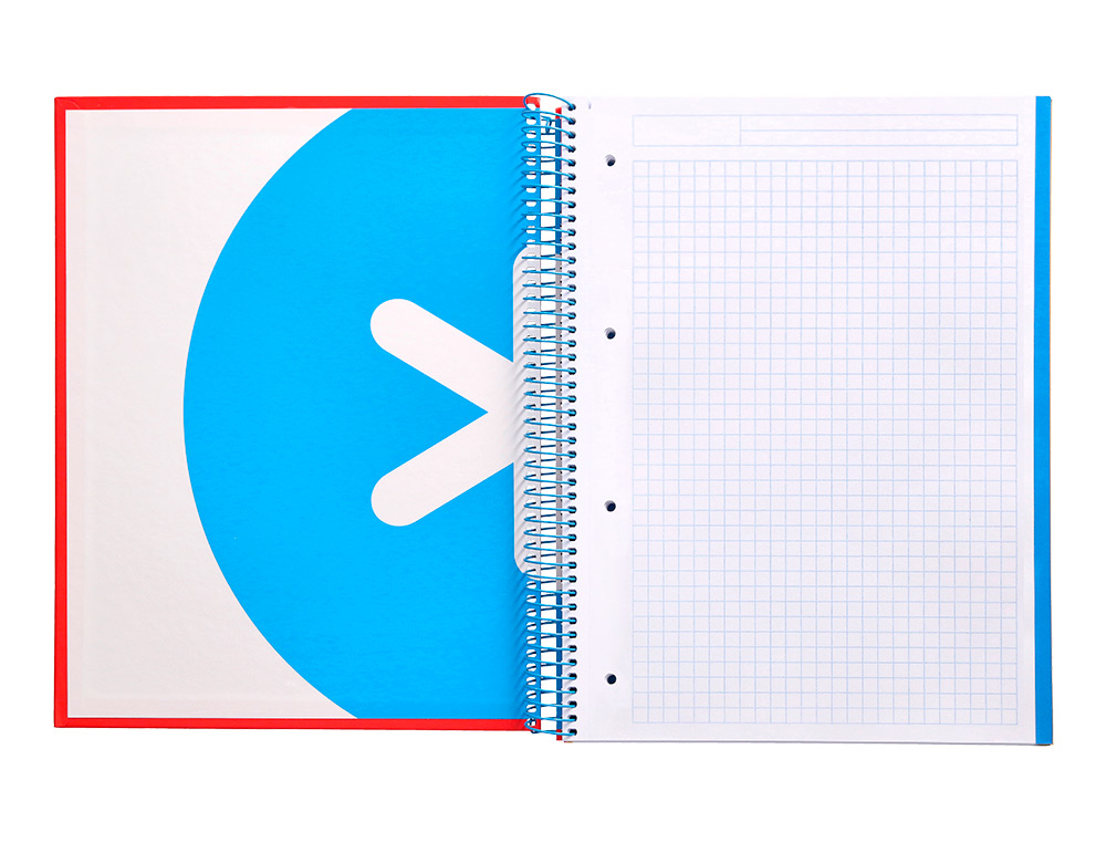 CADERNO ESPIRAL DIN A4 ANTARTIK CAPA FORRADA 120 F 100 GR QUADRICULA 5 MM 5 BANDAS DE CORES COR VERMELHO