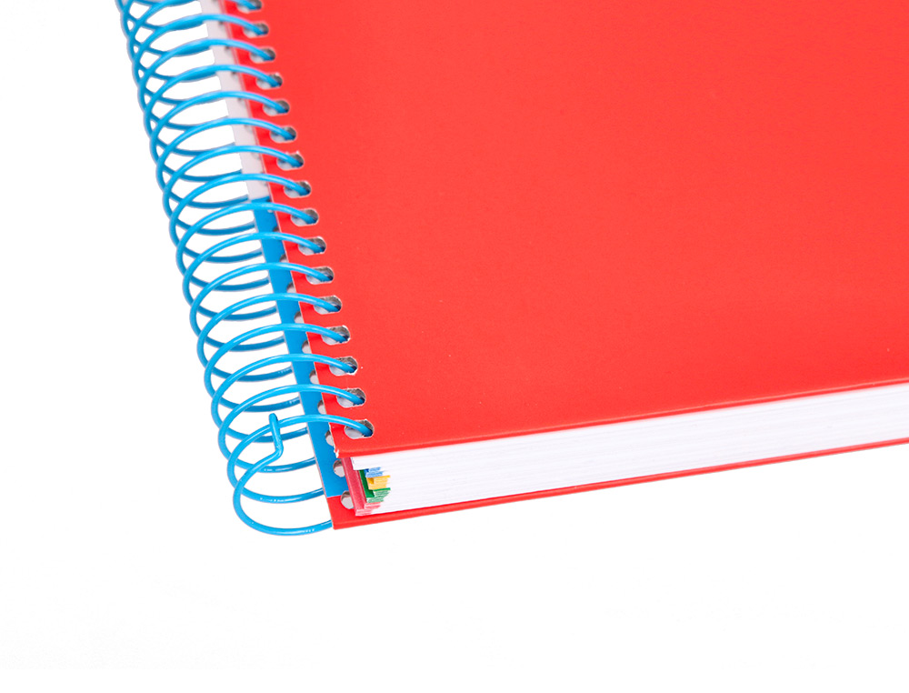 CADERNO ESPIRAL DIN A4 ANTARTIK CAPA FORRADA 120 F 100 GR QUADRICULA 5 MM 5 BANDAS DE CORES COR VERMELHO