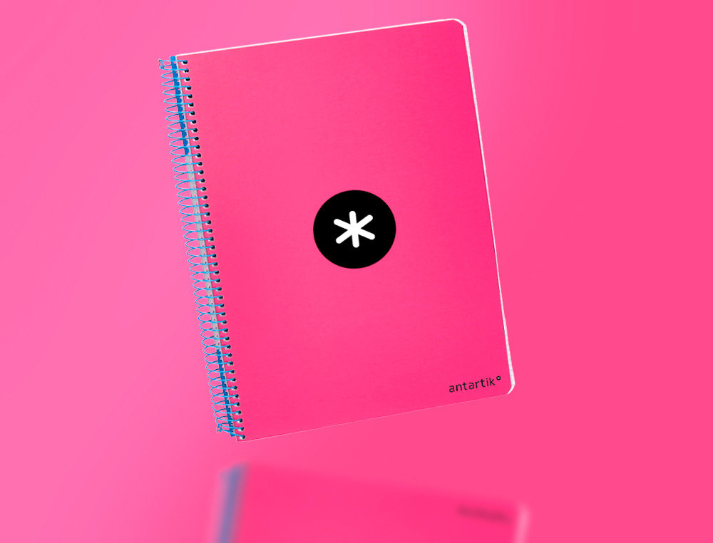 CADERNO ESPIRAL LIDERPAPEL DIN A4 ANTARTIK CAPA DURA 80 F 100 GR QUADRICULA 5 MM COM MARGEM COR ROSA FLUOR