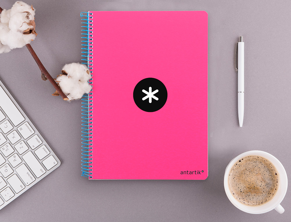CADERNO ESPIRAL LIDERPAPEL DIN A4 ANTARTIK CAPA DURA 80 F 100 GR QUADRICULA 5 MM COM MARGEM COR ROSA FLUOR