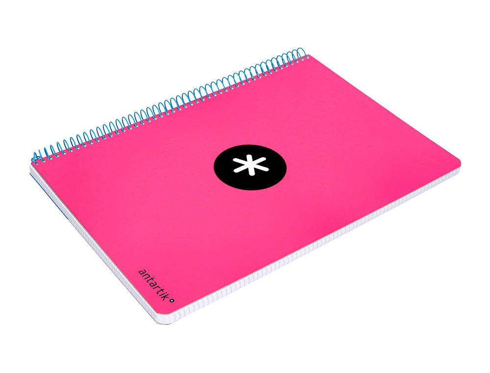 CADERNO ESPIRAL LIDERPAPEL DIN A4 ANTARTIK CAPA DURA 80 F 100 GR QUADRICULA 5 MM COM MARGEM COR ROSA FLUOR
