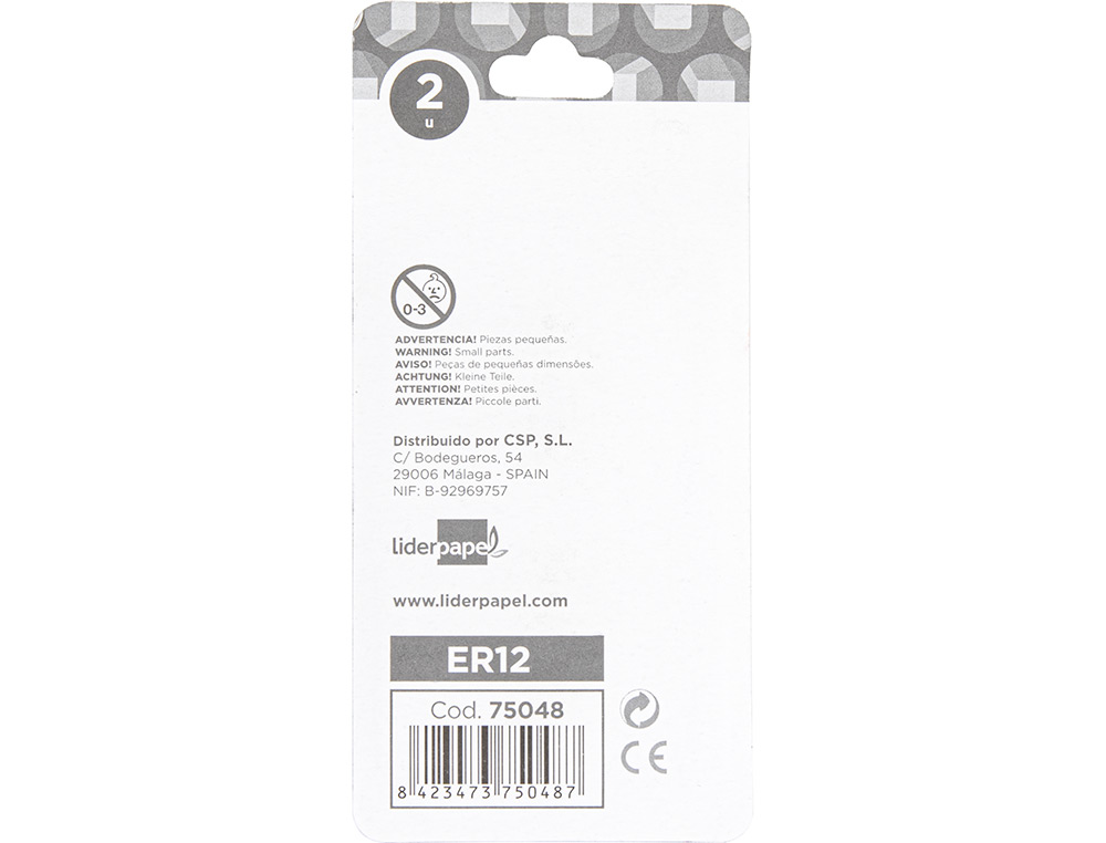 RECARGA BORRACHA LIDERPAPEL TRIANGULAR COM APARA LAPIS BLISTER DE 2 UNIDADES