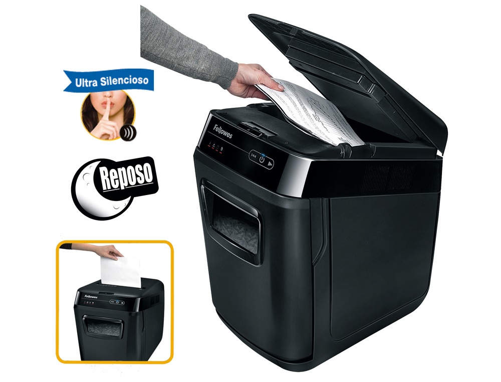 DESTRUIDORA DE DOCUMENTOS FELLOWES AUTOMAX 200C AUTOMATICA CAPACIDADE DE CORTE 200 FOLHAS DESTROI AGRAFES E CARTOES