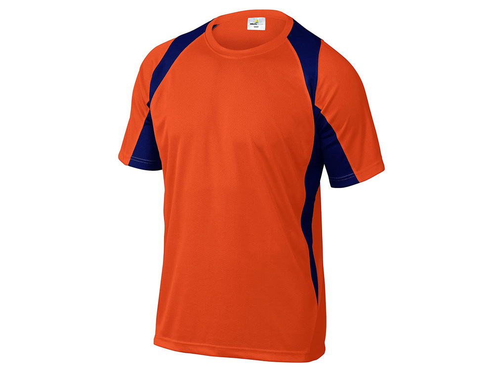 T-SHIRT DELTAPLUS POLIESTER MANGA CURTA COLARINHO REDONDO TRATAMENTO SECAGEM RAPIDA COR LARANJA-MARINHO TAMANHO XXL