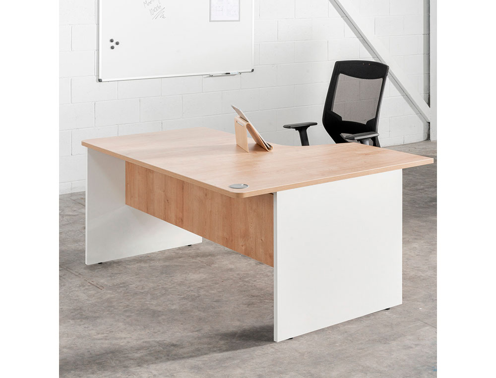 ALA PARA MESA ROCADA SERIE WORK 180X120 CM ESQUERDA ACABAMENTO AB04 ALUMINIO/BRANCO