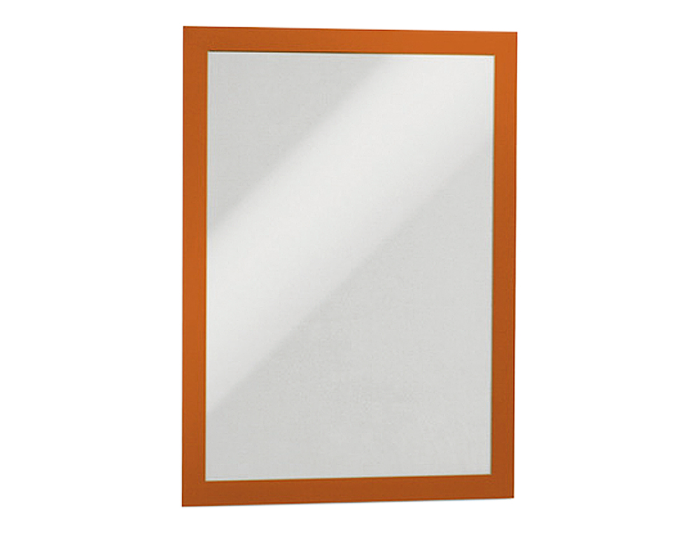 MOLDURA PORTA ANUNCIOS DURABLE MAGNETICO DIN A4 DORSO ADESIVO REMOVIVEL COR LARANJA PACK DE 2 UNIDADES