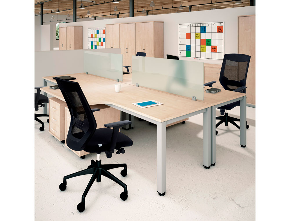 MESA DE ESCRITORIO ROCADA SERIE EXECUTIVE FORMA EM L DIREITA 180X120 CM ACABAMENTO AD01 ALUMINIO/FAIA