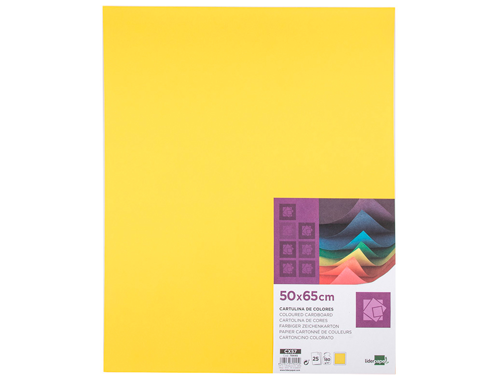 CARTOLINA LIDERPAPEL 50X65 CM 180 GR AMARELO LIMAO PACK DE 25 UNIDADES