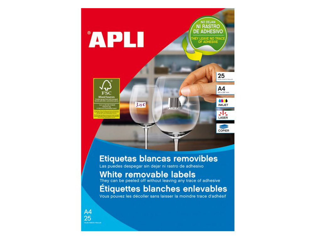 ETIQUETA ADESIVA APLI REMOVIVEL 10314 ESPECIAL JOALHERIA 45X8 MM FOTOCOPIADORA LASER TINTEIRO CAIXA COM 25