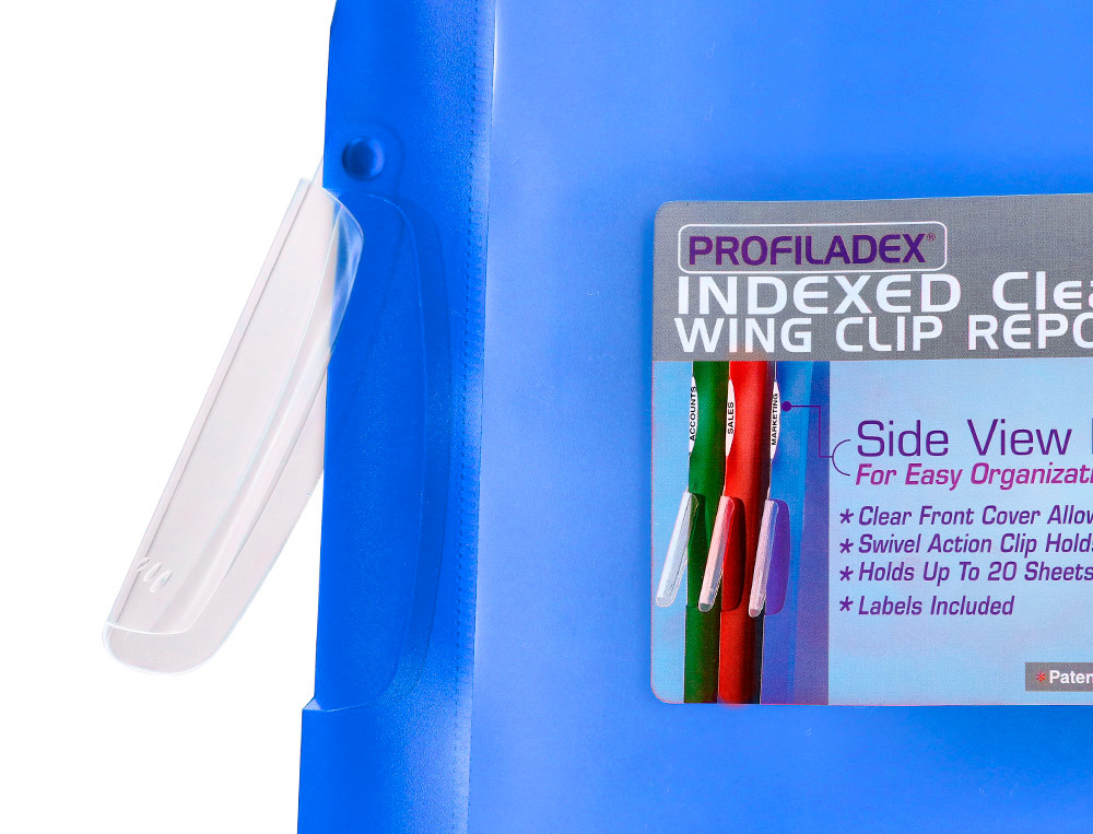 PASTA DOSSIER COM CLIP, TRANSPARENTE , AZUL (PACK C/10)