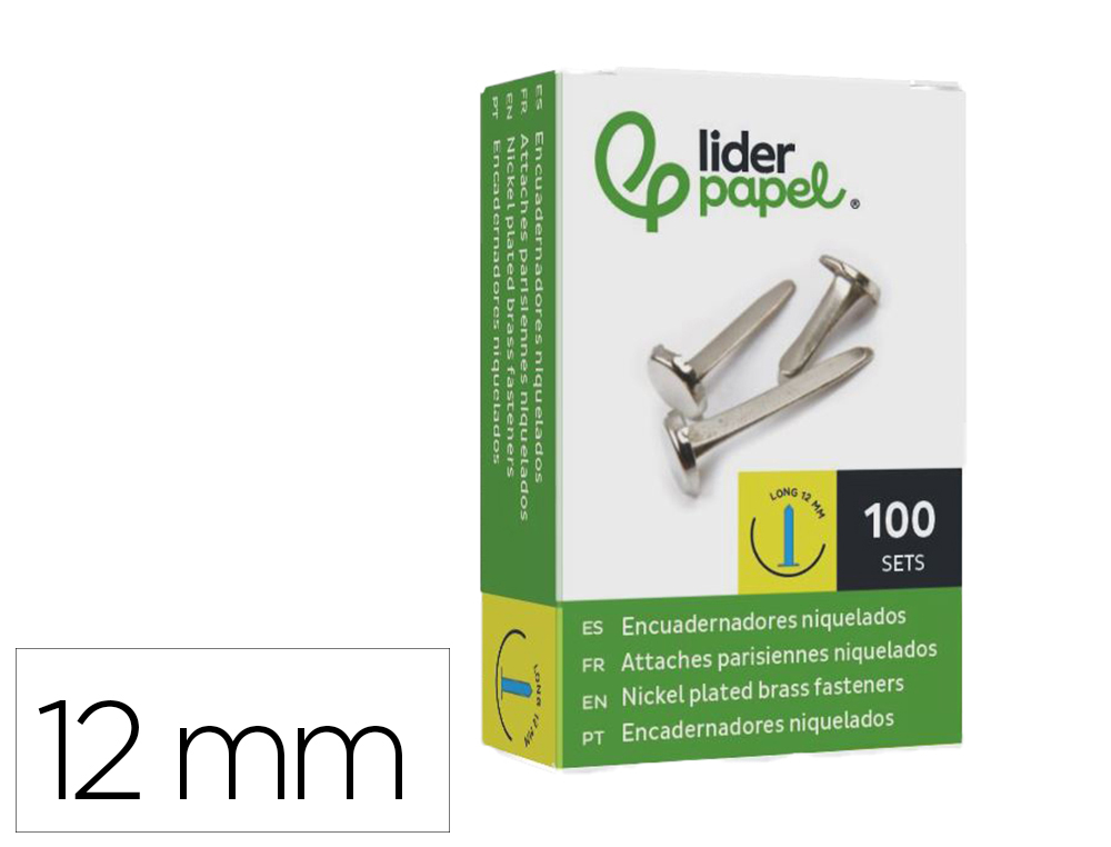 ATACHES ENCADERNACAO LIDERPAPEL, CAIXA DE 100, N. 0, 12 MM