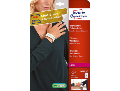 PULSEIRA IDENTIFICATIVA AVERY POLIETILENO BRANCO IMPRIMIVEL LASER 265X18 MM PACK DE 50 UNIDADES