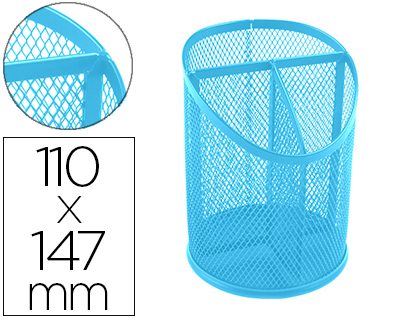 PORTA LAPIS Q-CONNECT METAL REDE TURQUESA COM 3 COMPARTIMENTOS DIAMETRO 110 ALTURA 147 MM