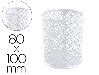 PORTA LAPIS Q-CONNECT METAL REDONDO BRANCO DIAMETRO 80 ALTURA 100 MM