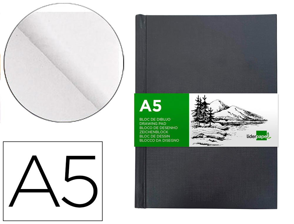 DIARIO GRAFICO ENCADERNADO LIDERPAPEL DIN A5 210X148 MM 100 FOLHAS 100 G/M2 COR PRETA