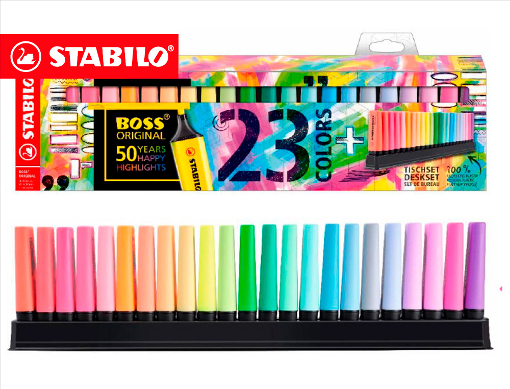MARCADOR FLUORESCENTE STABILO BOSS 70 DESKSET ESTOJO DE 23 UNIDADES CORES SORTIDAS