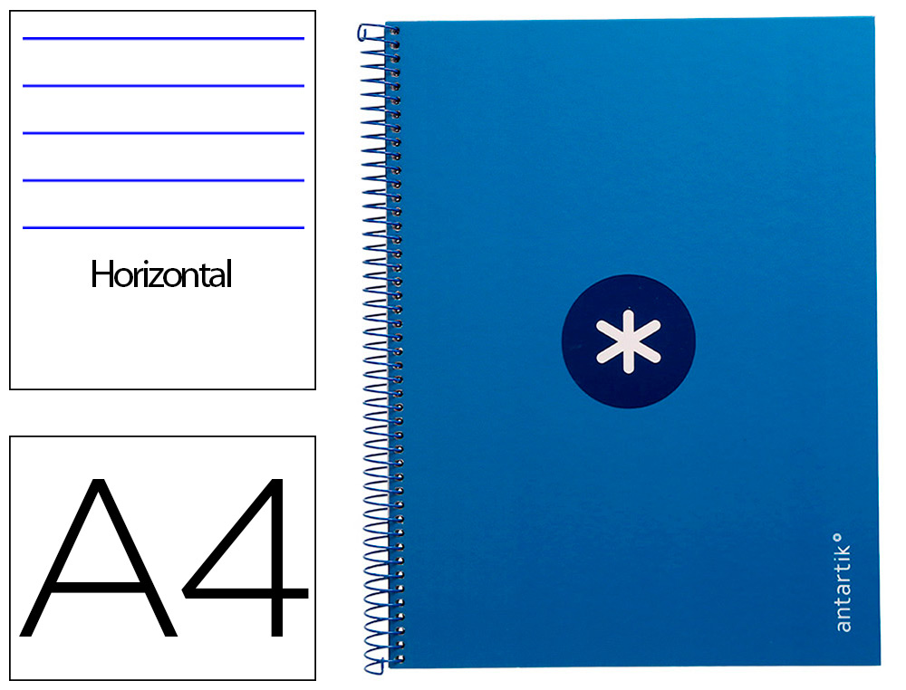 CADERNO ESPIRAL A4 MICRO ANTARTIK CAPA FORRADA 80F 90 GR HORIZONTAL 1 BANDA 4 FUROS COR AZUL ESCURO