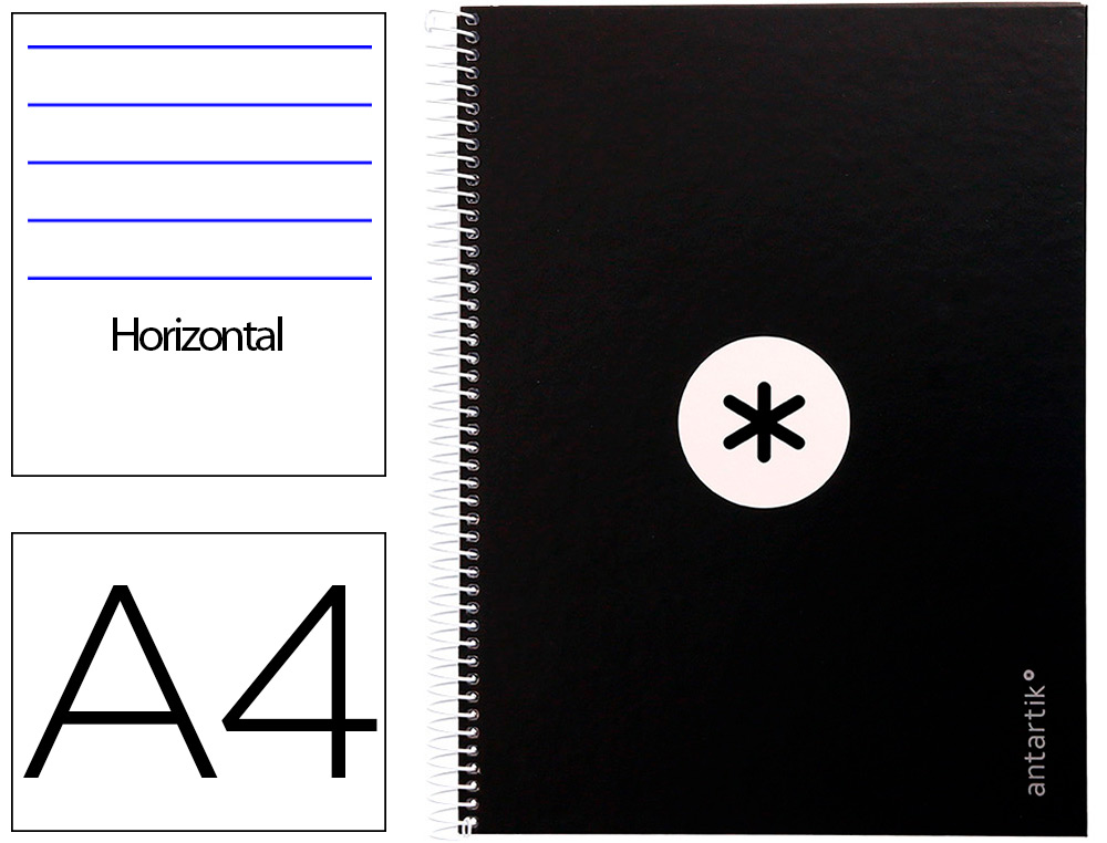 CADERNO ESPIRAL A4 MICRO ANTARTIK CAPA FORRADA 80F 90 GR HORIZONTAL 1 BANDA 4 FUROS COR PRETO