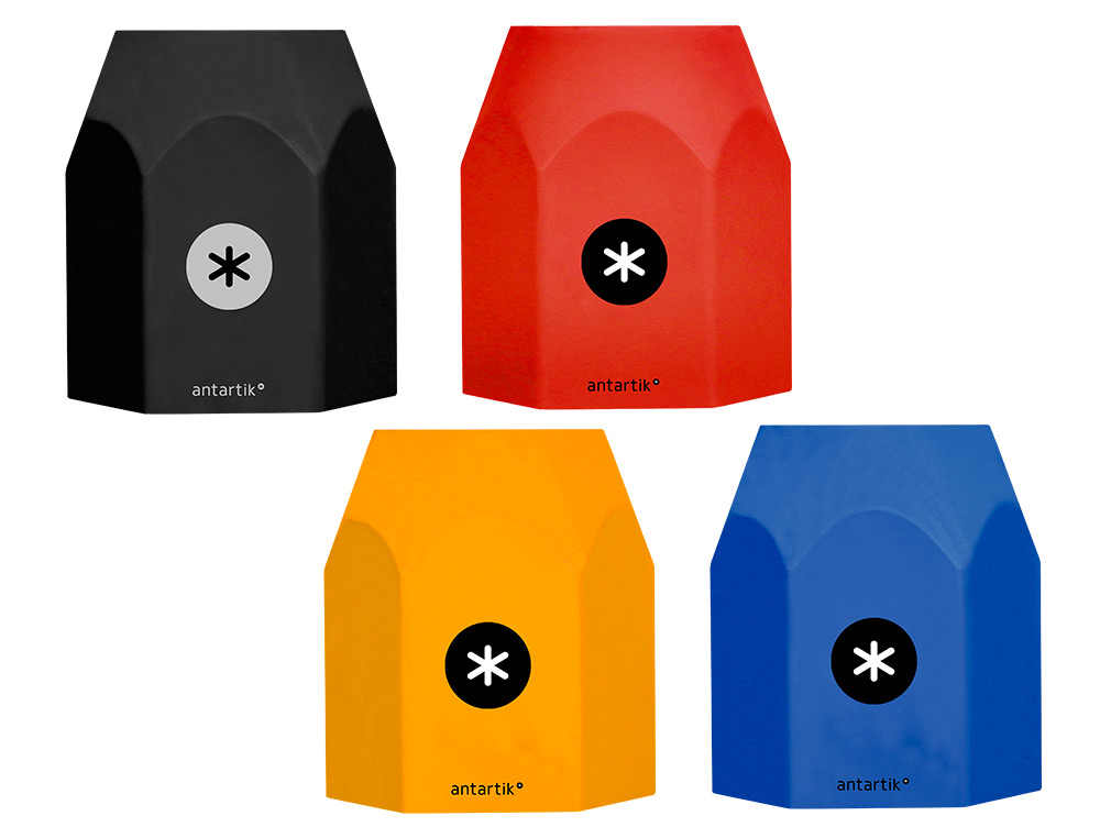 PORTA LAPIS ANTARTIK SILICONE HEXAGONAL CORES SORTIDAS INTENSAS AZUL MOSTARDA PRETO E VERMELHO