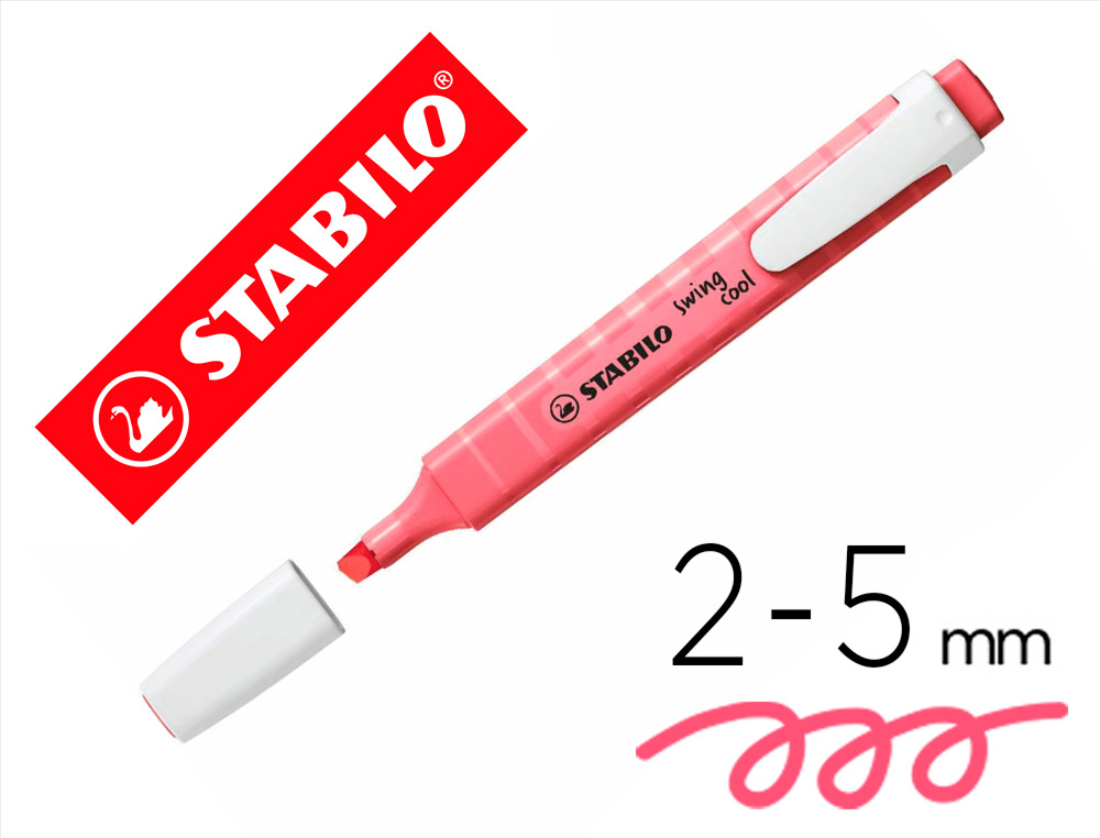 MARCADOR FLUORESCENTE STABILO SWING COOL PASTEL COR ROSA FLOR DE CEREJEIRA PASTEL