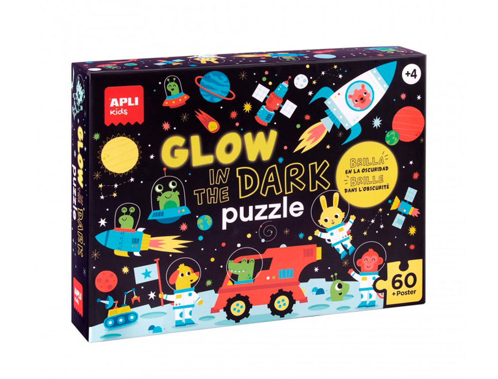 PUZZLE APLI FLUORESCENTE ESPACO 60 PECAS TAMANHO 6X6 CM
