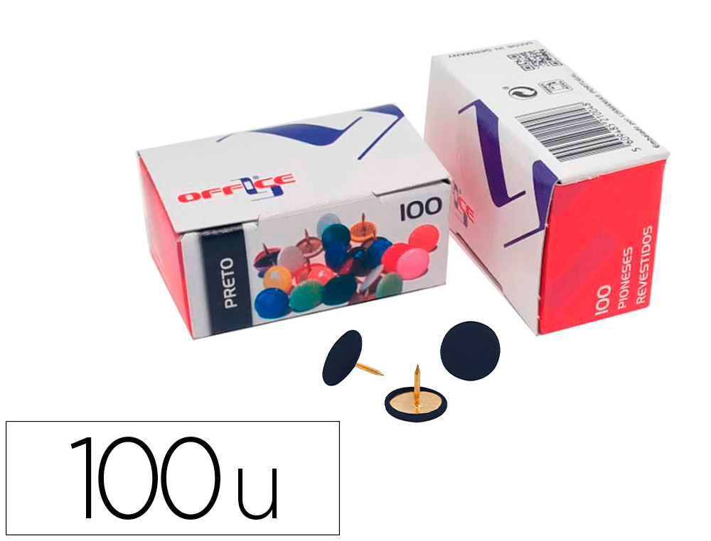 PIONESES LISMANIA OFFICE COR PRETO CAIXA DE 100 UNIDADES