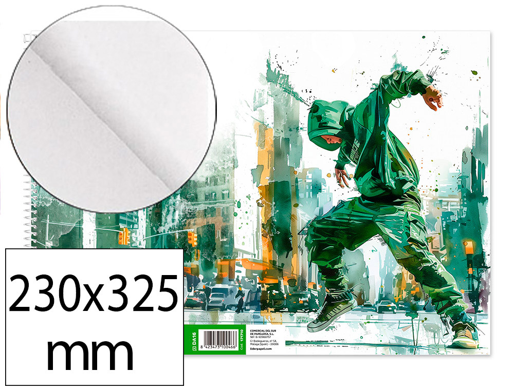 BLOCO DE DESENHO LIDERPAPEL ARTISTICO URBAN ESPIRAL 230X325MM 20 FOLHAS 130 GR SEM ESQUADRIA PERFURADO