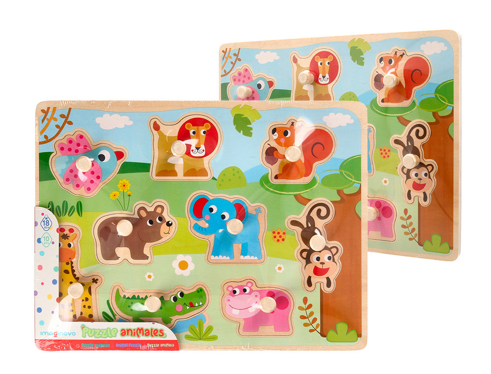 PUZZLE INFANTIL IMAGINOVO MADEIRA ANIMAIS +18 MESES 9 PECAS 30X22,5X1,5CM