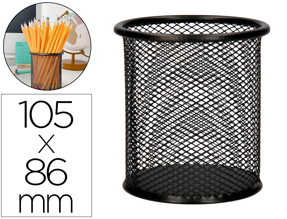 PORTA LAPIS Q-CONNECT REDONDO METALICO DE REDE PRETA