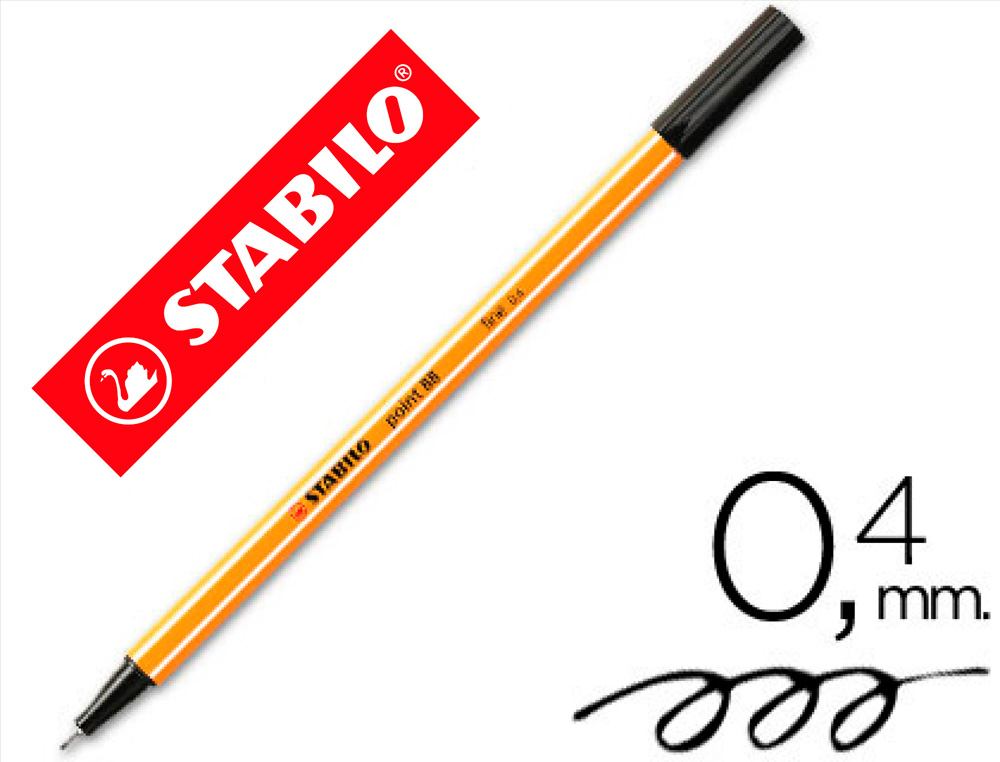 MARCADOR STABILO PONTA DE FIBRA POINT 88 PRETO 0,4 MM