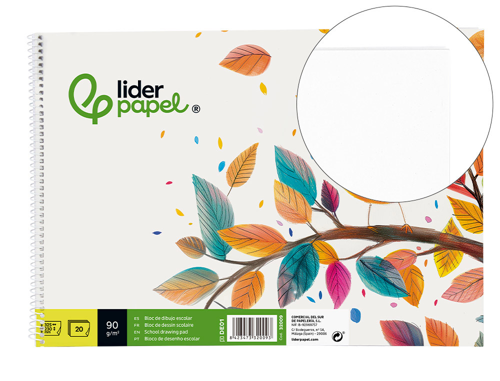 BLOCO DESENHO LIDERPAPEL 20FLS. 90GRS TAMANHO 230X325 MM