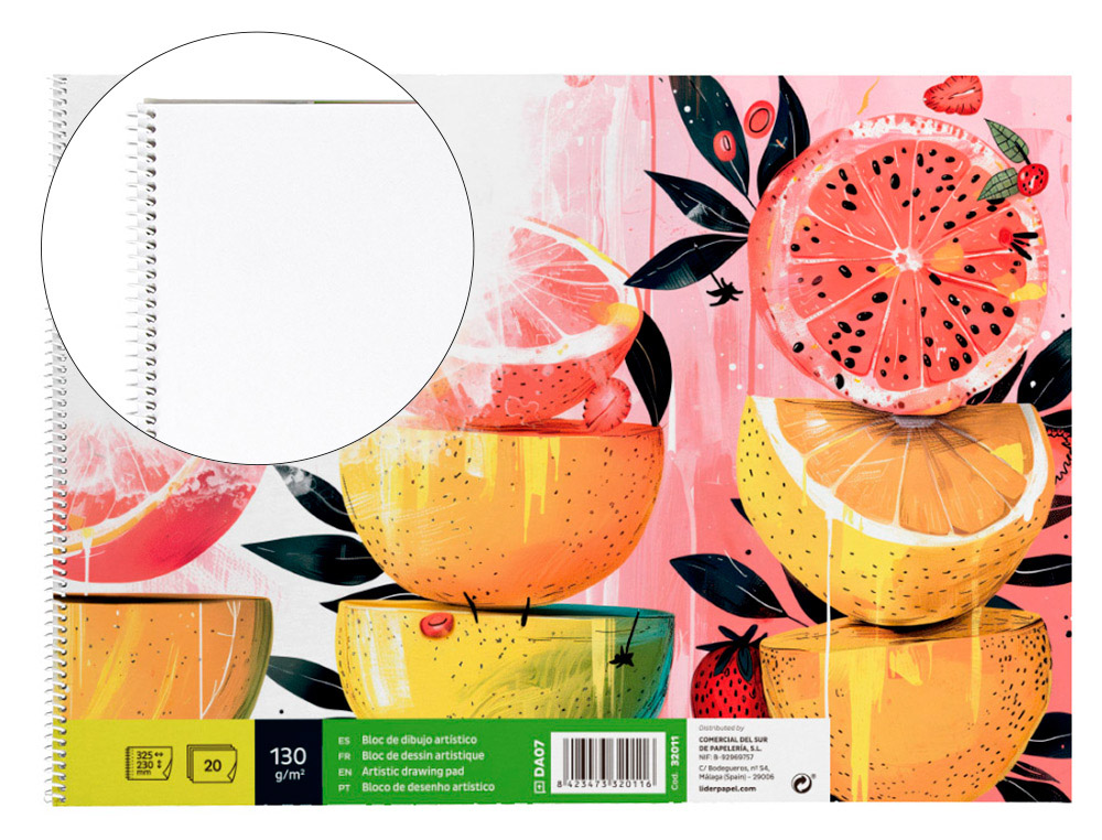 BLOCO DE DESENHO LIDERPAPEL VERONA ESPIRAL 20 FOLHAS BRANCO 230X325MM