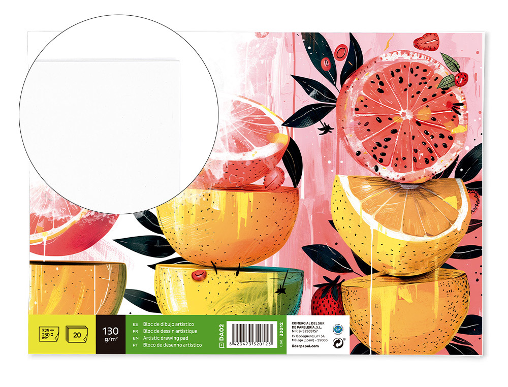 BLOCO DE DESENHO LIDERPAPEL VERONA COLADO FOLIO 20 FOLHAS BRANCO CREME