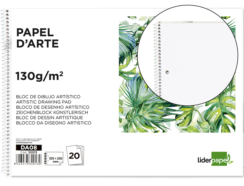 BLOCO DE DESENHO LIDERPAPEL VERONA ESPIRAL 20 FOLHAS BRANCO 230X325MM