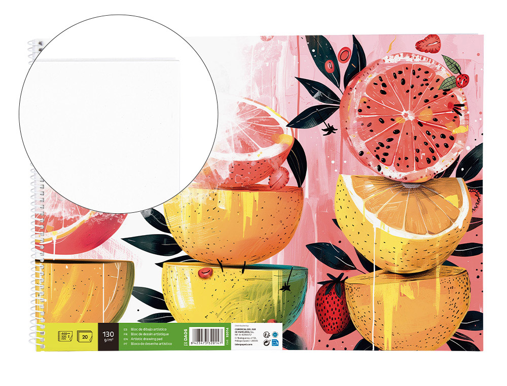 BLOCO DE DESENHO LIDERPAPEL VERONA ESPIRAL 20 FOLHAS BRANCO 460X325MM
