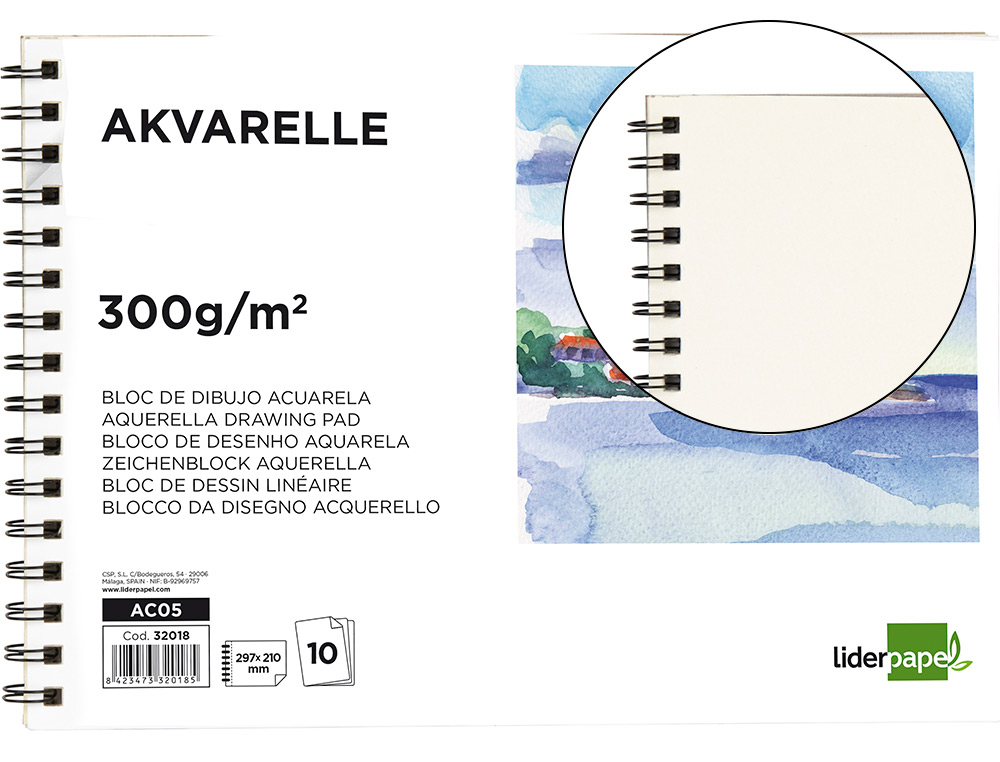 BLOCO DE DESENHO AGUARELA ESPIRAL 230X325MM 10 FOLHAS