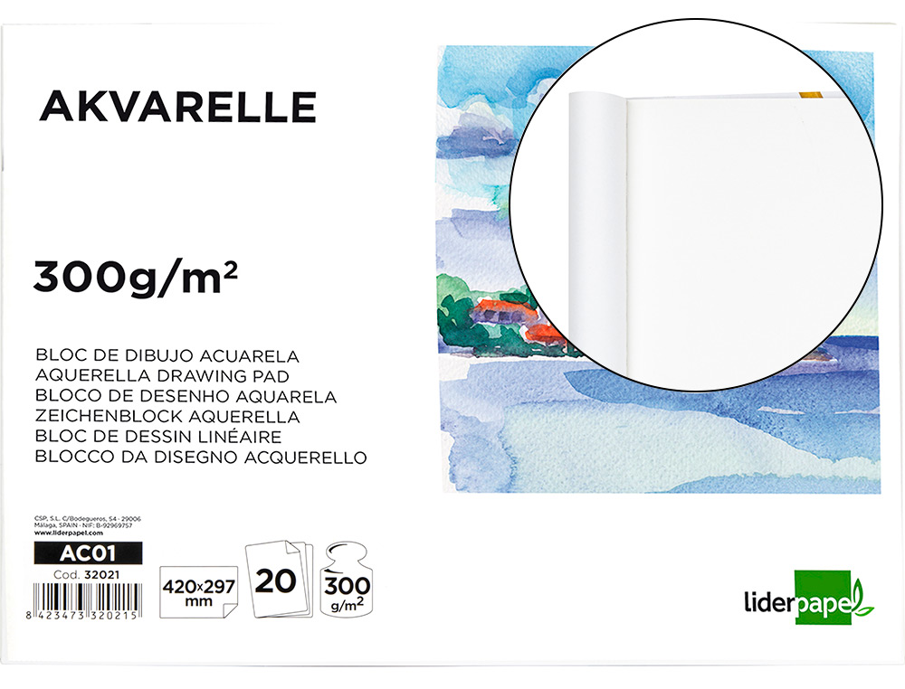 BLOCO DE DESENHO AGUARELA COLADO A3 420X297MM 20 FOLHAS