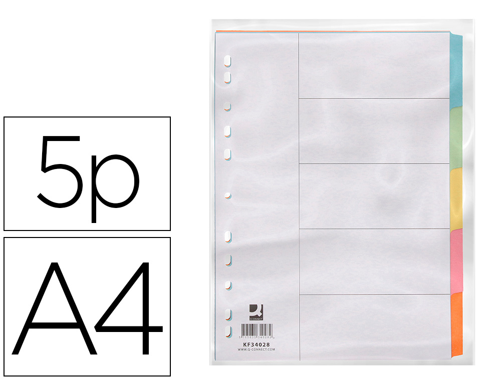 SEPARADOR Q-CONNECT DE CARTOLINA DIN A4 5 SEPARADORES