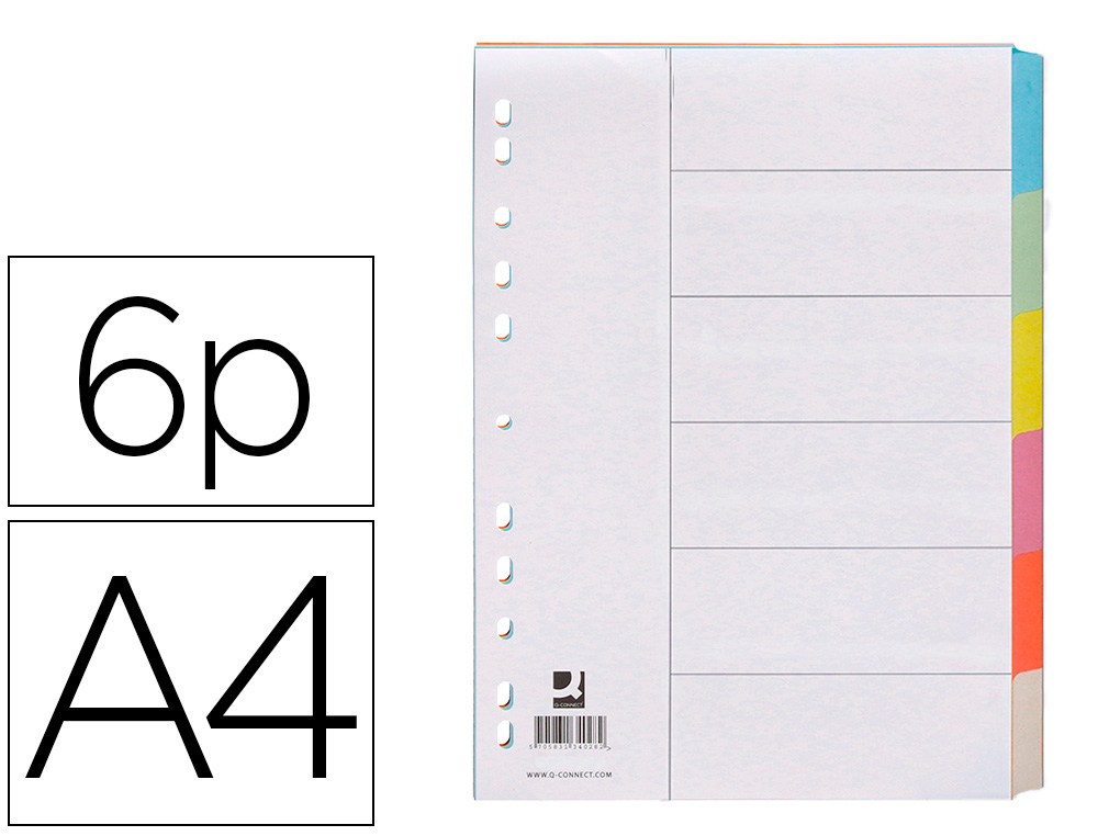 SEPARADOR Q-CONNECT DE CARTOLINA DIN A4 6 SEPARADORES