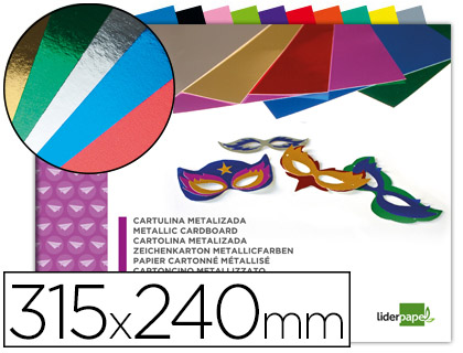 BLOCO TRABALHOS MANUAIS LIDERPAPEL CARTOLINA METALIZADA 210X297 MM 10 F 250GR CORES SORTIDAS