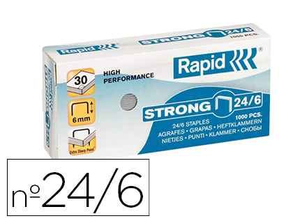 AGRAFES RAPID N 24/6 GALVANIZADOS STRONG CAIXA DE 1000 AGRAFES