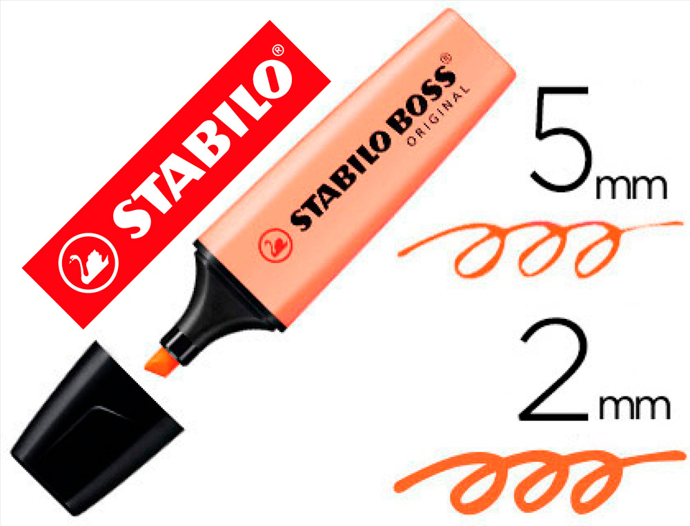 MARCADOR FLUORESCENTE STABILO BOSS 70 PASTEL PESSEGO SEDOSO