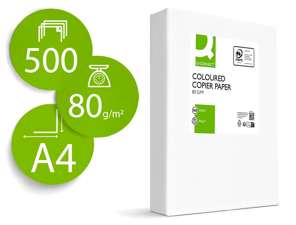 PAPEL DE COR Q-CONNECT DIN A4 80 GR AMARELO EMBALAGEM DE 500 FOLHAS