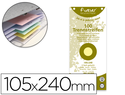 SEPARADOR EXACOMPTA CARTOLINA RECICLADO CONJUNTO DE 100 SEPARADORES 105X240 COM FUROS CORES SORTIDAS